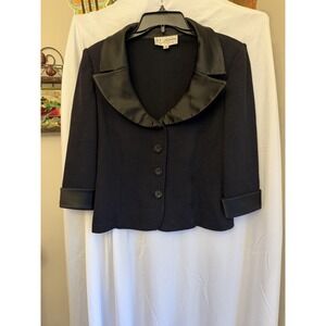 St. John Evening Knit Blazer Jacket Size 6 Black Jewel Button Accents